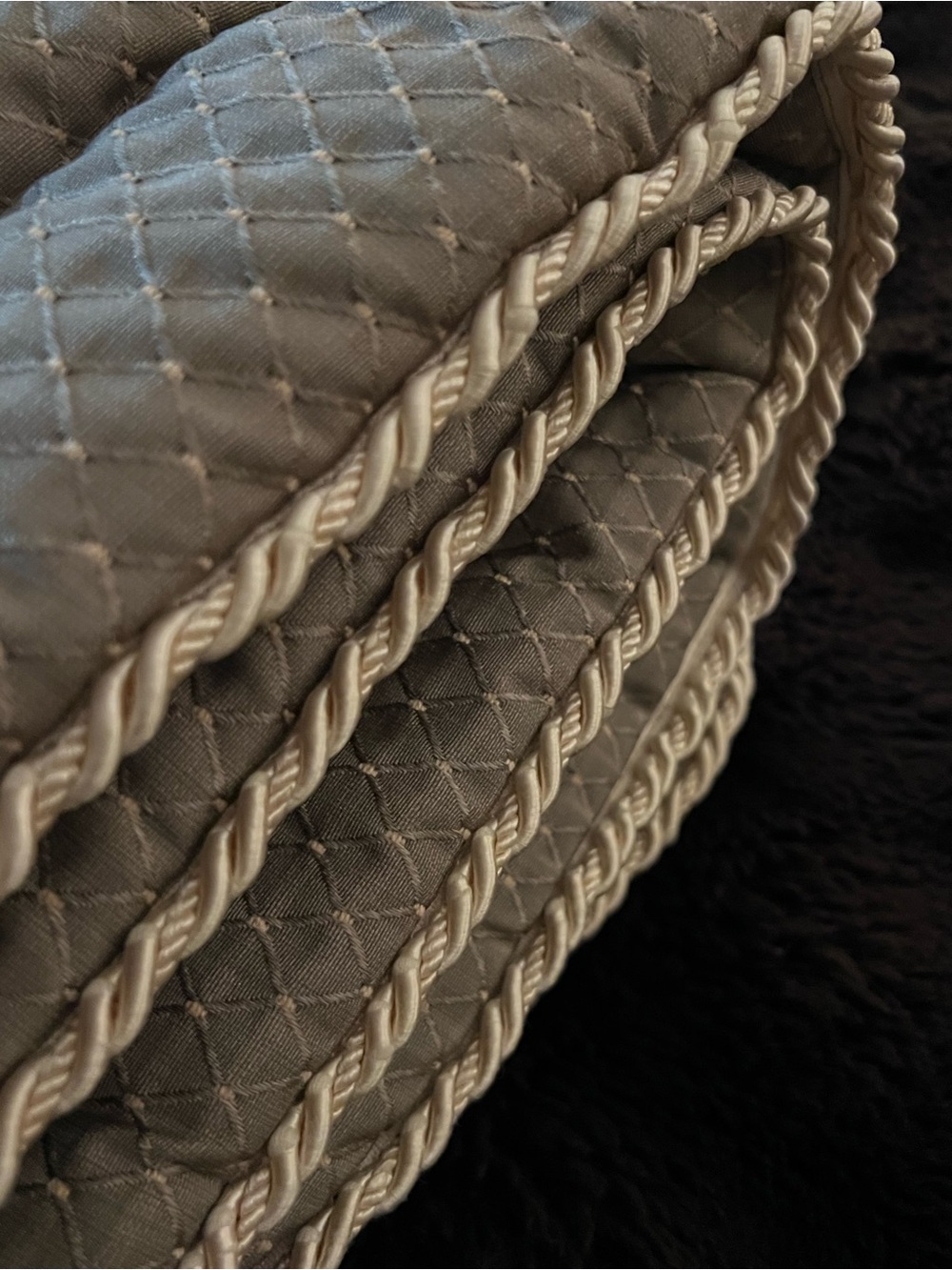 Set x2 Green diamond Quilted King Pillow
Shams with Rope Trim Coverlet Bedding